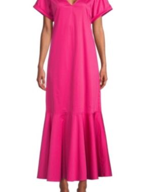 ANTONIO MELANI x Kimberly Whitman Hot Pink V-Neck Maxi Dress